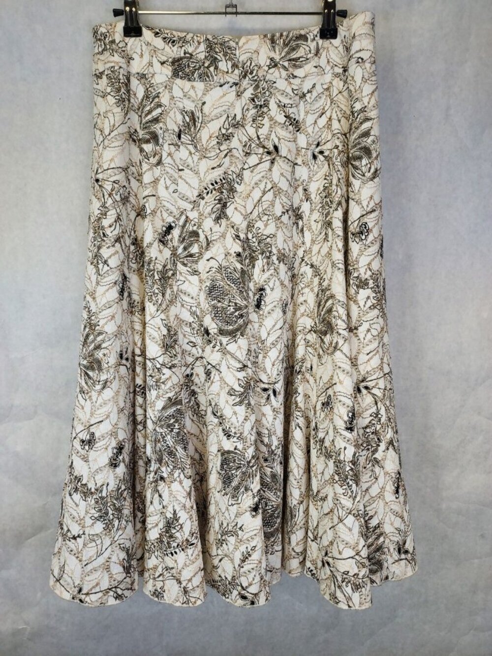 Linea Domani Full Midi Skirt Women 6 Floral Embroidered Cottagecore Coastal Boho - Picture 8 of 13
